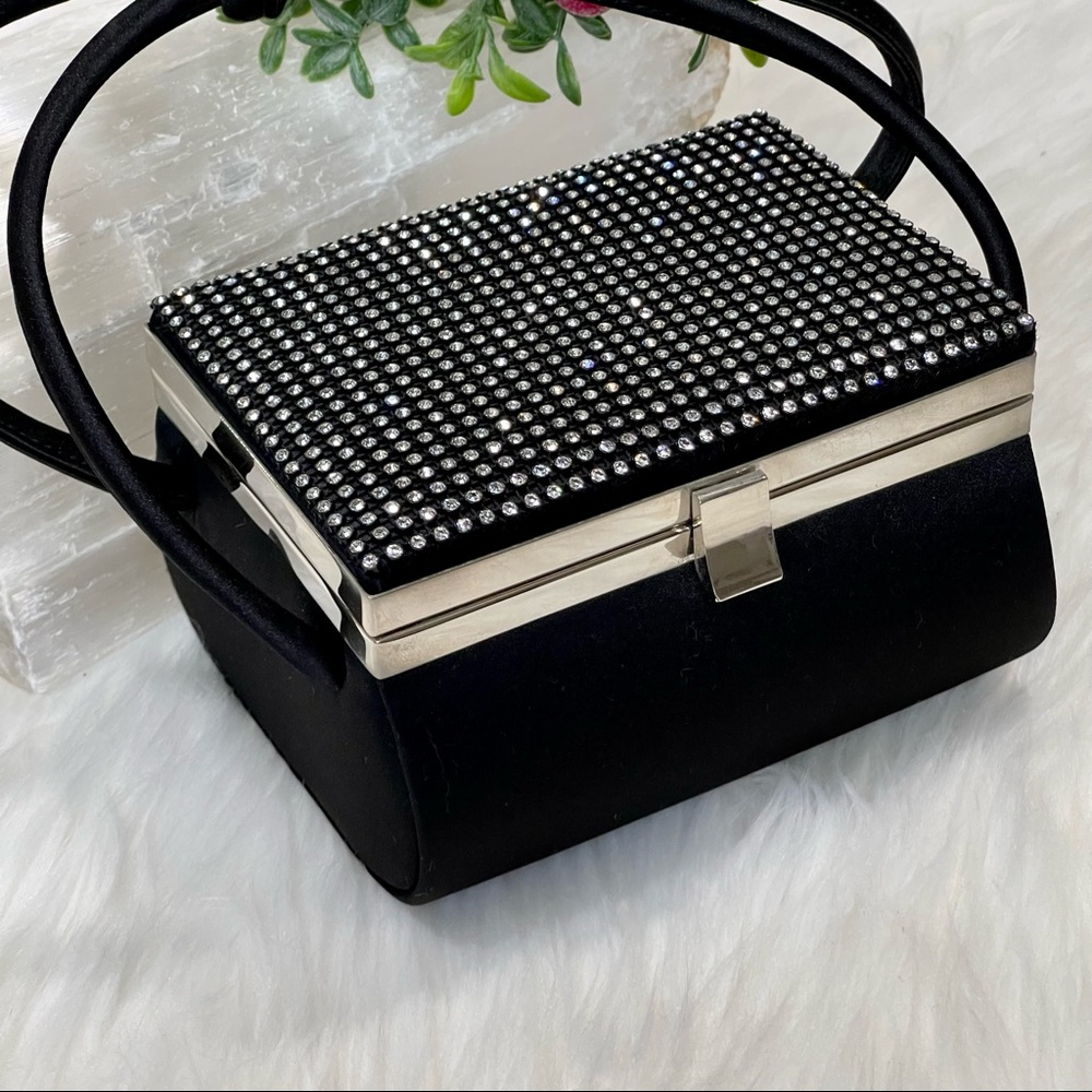 ππSOLDππLA REGALE EVENING BAG vintage UNIQUE CRYSTAL topped SQUARE shaped - Picture 3 of 14